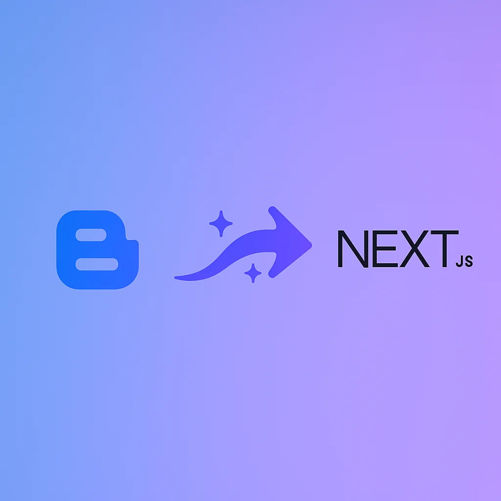 Hero image showing the migration journey from Blogger to Next.js