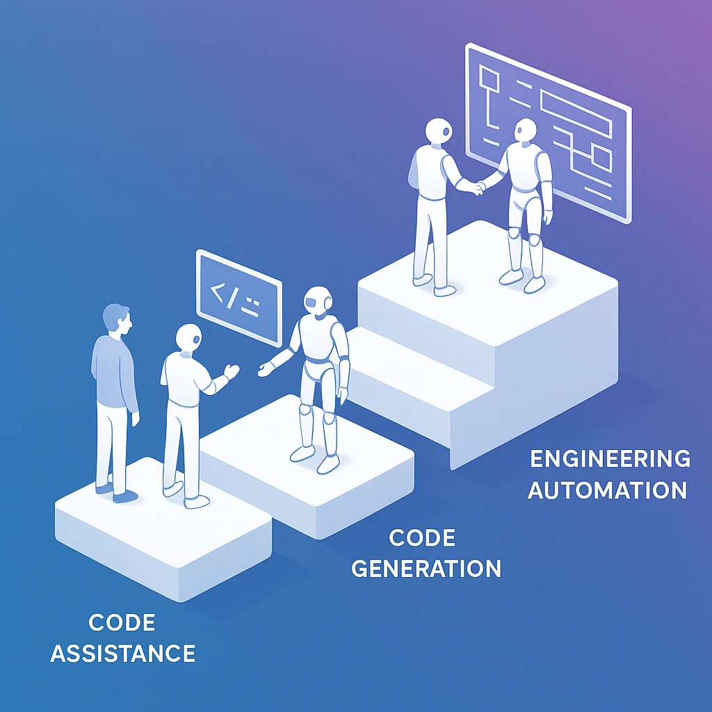 Hero image showing the progression from code assistance to agentic engineering