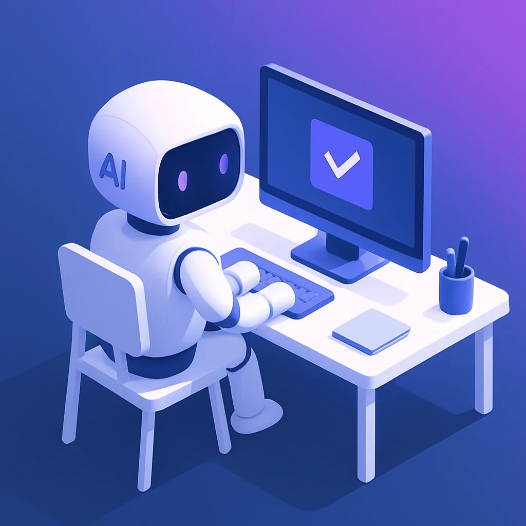 Focused AI agent working on a single clear task in a clean organized workspace