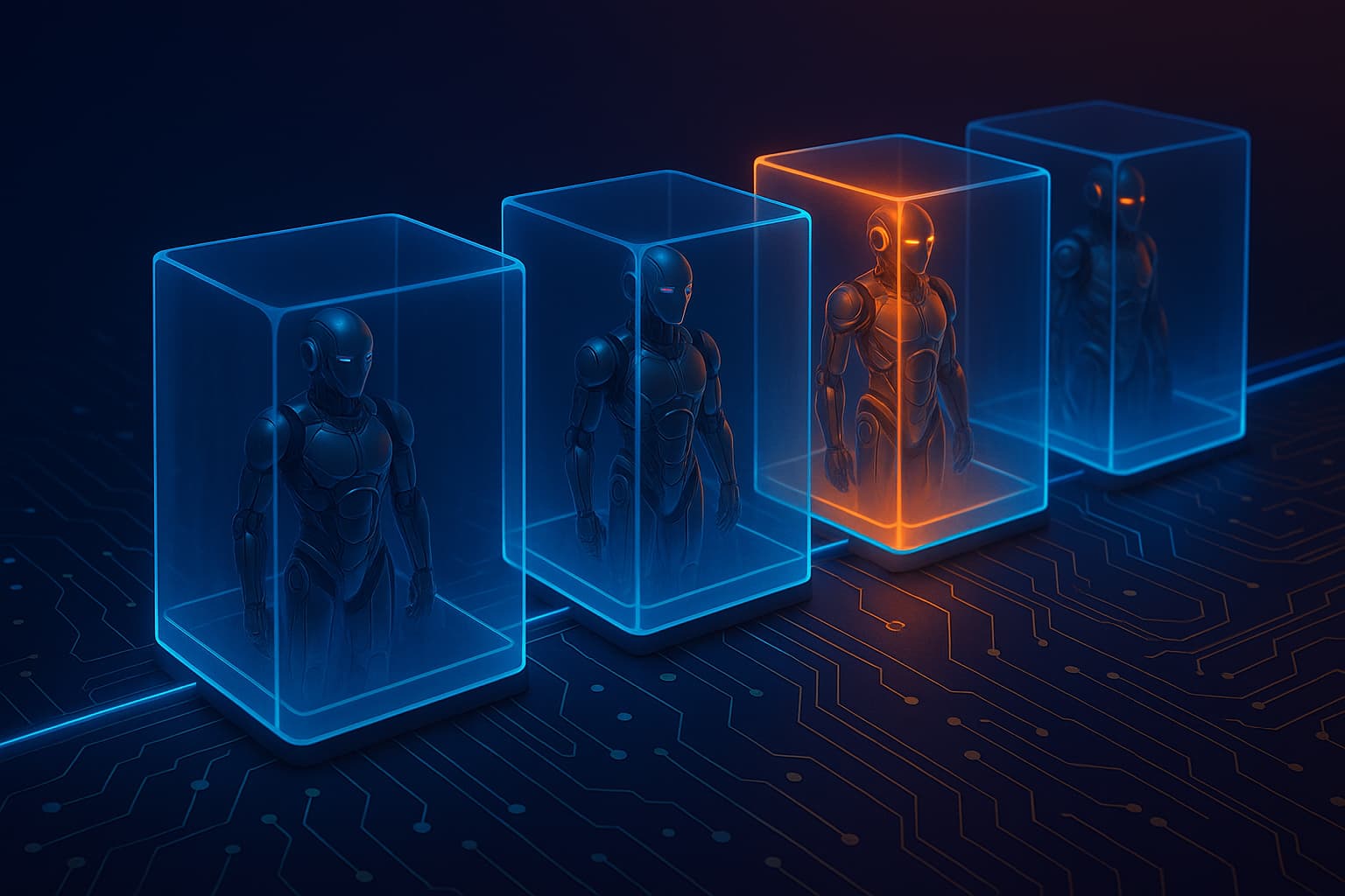 Hero image showing containerized AI agents orchestrated in a production pipeline